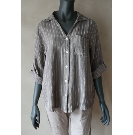 Fancy Striped Linneskjorta Taupe